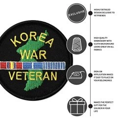 Korea War Veteran Patch With Ribbons Graphic Licensed Military Apparel Patriotic Products Gifts For Veterans Families And Retired VetFriends.com -Bruce Store 51aGYHr4lwL