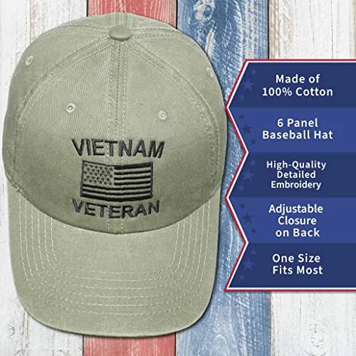 Vietnam Vet Hat With US Flag Embroidered Green 6 Vietnam Vet Hat With US Flag Embroidered Green - Image 6