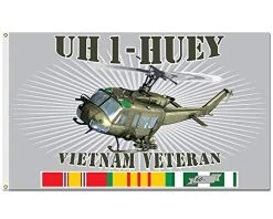 Vietnam Veteran Huey Yard Flag - Service Ribbon And UH-1 Huey Graphics