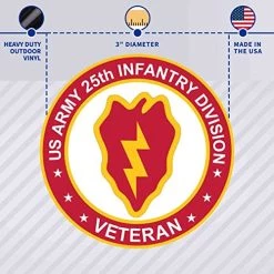 Army Veteran Circle Decal Sticker With 25th Infantry Division Graphic Quantity Of (2) 9 Army Veteran Circle Decal Sticker With 25th Infantry Division Graphic Quantity Of (2) -Bruce Store 51dsS2izrlL