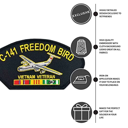 Vietnam Veteran Patch With C-141 Freedom Bird Graphic Licensed Military Apparel Patriotic Products Gifts For Veterans Families And Retired VetFriends.com 5 Vietnam Veteran Patch With C-141 Freedom Bird Graphic Licensed Military Apparel Patriotic Products Gifts For Veterans Families And Retired VetFriends.com - Image 5
