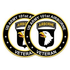 US Army Veteran Circle Decal Sticker With 101st Airborne Graphic Quantity Of (2)