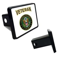 Army Veteran Tow Hitch Cover With Army Logo Licensed Military Apparel Patriotic Products Gifts For Veterans Families And Retired VetFriends.com