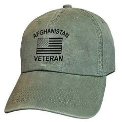 VetFriends.com Afghanistan Hat With Embroidered Map And Service Ribbon Vintage Green