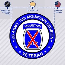 Army Veteran Circle Decal Sticker With 10th Mountain Division Graphic Quantity Of (2) -Bruce Store 51l0wJBrTiL