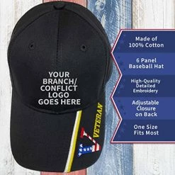 VetFriends.com Vietnam Veteran Hat Embroidered Flag On V Veteran Black Adjustable Fit Hat Military Apparel Veterans -Bruce Store 51lmV1uZATL 1