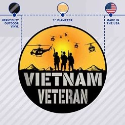 Vietnam Veteran Huey, 3 Soldiers Circle Decal/Bumper Sticker Quantity Of (2) -Bruce Store 51mEkL3yn8L
