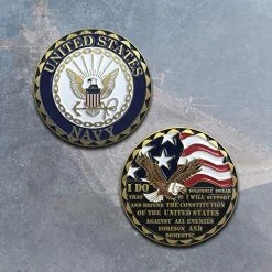 US Navy Challenge Coin With Eagle Emblem Licensed Military Apparel Patriotic Products Gifts For Veterans Families And Retired VetFriends.com -Bruce Store 51mfpS7YX7L