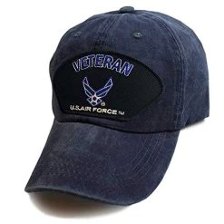 US Air Force Veteran Wings Patch On Vintage Blue Hat - Officially Licensed