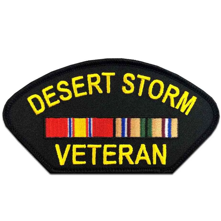 Desert Storm Veteran Patch With Ribbons Licensed Military Apparel Patriotic Products Gifts For Veterans Families And Retired VetFriends.com 1 Desert Storm Veteran Patch With Ribbons Licensed Military Apparel Patriotic Products Gifts For Veterans Families And Retired VetFriends.com