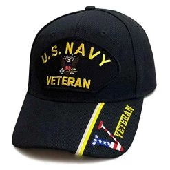 US Navy Veteran Hat W/Eagle Graphic & Veteran On Bill - Black