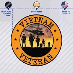 Vietnam Veteran Circle Decal Sticker With Huey, Ribbon, And Soldier Graphics Quantity Of (2) -Bruce Store 51sWV3kW3wL