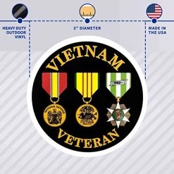 Vietnam Veteran 3 Medals Circle Decal/Bumper Sticker Quantity Of (2) -Bruce Store 51ubRseYDHL