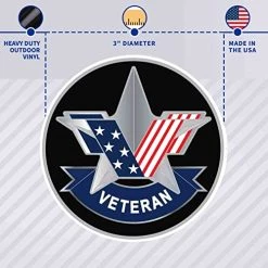 US Veteran Stars And Stripes American Flag Circle Decal/Bumper Sticker Quantity Of (2) -Bruce Store 51w0dPDBlzL