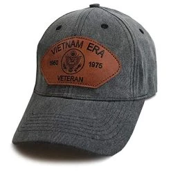 Vietnam Era Veteran Hat 1960-1975 With Eagle Insignia On Custom Leather Patch | Vintage Gray
