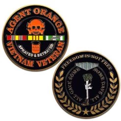 Vietnam Veteran Challenge Coin With Agent Orange Graphics Licensed Military Apparel Patriotic Products Gifts For Veterans Families And Retired VetFriends.com