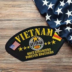 Vietnam Veteran Patch With Once Strangers Forever Brothers Text Licensed Military Apparel Patriotic Products Gifts For Veterans Families And Retired VetFriends.com -Bruce Store 618XwYtAusL
