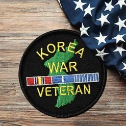 Korea War Veteran Patch With Ribbons Graphic Licensed Military Apparel Patriotic Products Gifts For Veterans Families And Retired VetFriends.com -Bruce Store 61Q7D5NP8pL