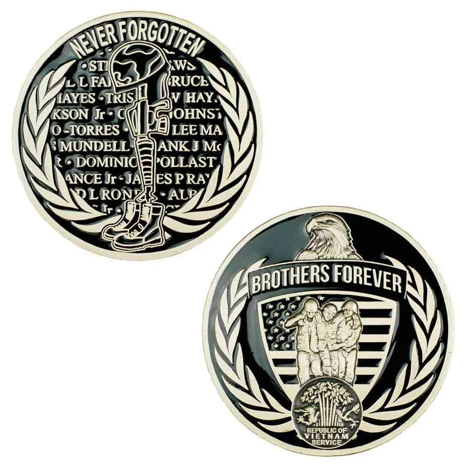 Vietnam Brothers Forever Commemorative Challenge Coin Licensed Military Apparel Patriotic Products Gifts For Veterans Families And Retired VetFriends.com 1 Vietnam Brothers Forever Commemorative Challenge Coin Licensed Military Apparel Patriotic Products Gifts For Veterans Families And Retired VetFriends.com
