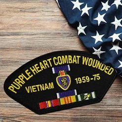 Vietnam Veteran Patch With Purple Heart Combat Wounded Text Licensed Military Apparel Patriotic Products Gifts For Veterans Families And Retired VetFriends.com -Bruce Store 61u4Sb1hnxL