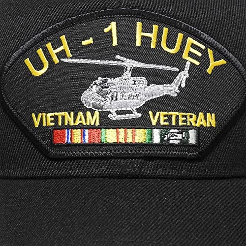 VetFriends.com Vientam Veteran Hat UH-1 Huey Helicopter And Vietnam Service Ribbon Black 4 VetFriends.com Vientam Veteran Hat UH-1 Huey Helicopter And Vietnam Service Ribbon Black - Image 4
